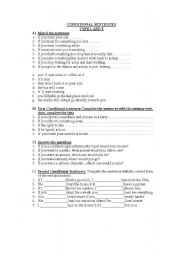 English worksheet: CONDITIONAL SENTENCES 1 & 2