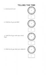 English worksheet: time