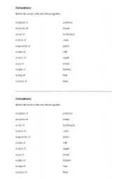 English worksheet: Collocations