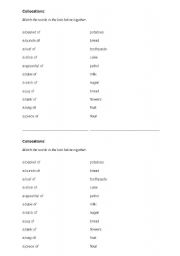 English Worksheet: Collocations