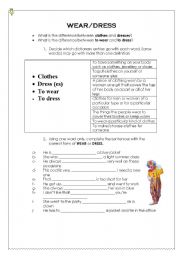 English Worksheet: wear/dress