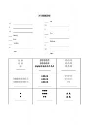 English worksheet: Numbers 1-20