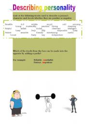 English Worksheet: personality and prefixes