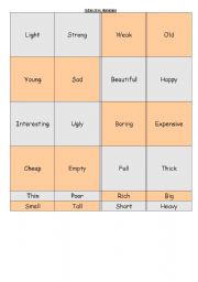 English worksheet: Opposite Adjective dominos