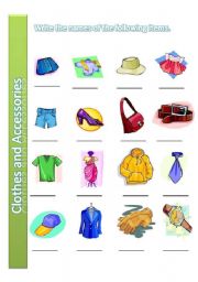 English Worksheet: clothes and accessories