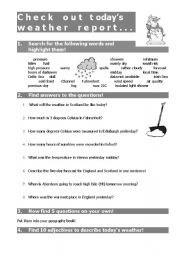 English Worksheet: Weather forecasts in newspapers