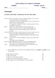 English worksheet: school report