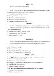 English Worksheet:  a few a little 