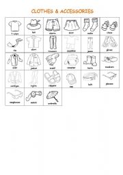 English Worksheet: Clothes & Accessories (Colouring Sheet)