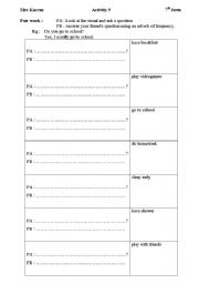 English worksheet: daily routines