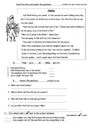 English Worksheet: The Fishing Trip