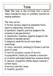 English Worksheet: Tone