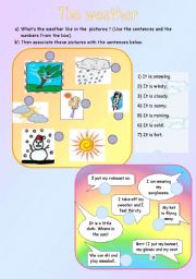 English Worksheet: weather for fourth graders