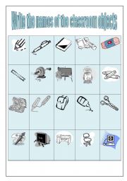 English Worksheet: Classroom objects