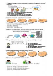 English Worksheet: TEST FOR 8TH GRADE (2008-2009,1.TERM 2. EXAM) (B)