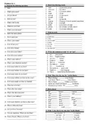 English Worksheet: Giving information about yourself; the verb 