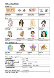 English Worksheet: People physical description