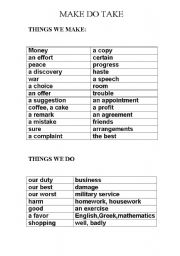 English Worksheet: Make and Do