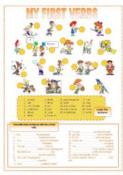 English Worksheet: My first verbs