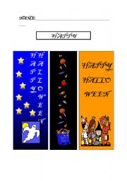 English Worksheet: Halloween bookmarks