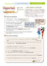 English Worksheet: Reported Speech III - Statements with MODAL Auxiliaries