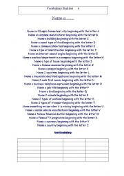 English Worksheet: Vocabulary Builder 4