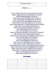 English worksheet: Vocabulary Builder 4