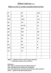 English Worksheet: Abbreviations