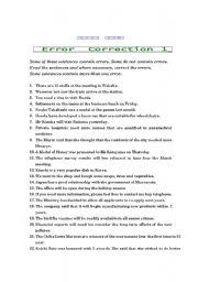 English Worksheet: Error Correction 1.