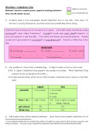 English Worksheet: Valentines Day in Japan: Rhyming (includes worksheet)