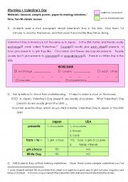 English worksheet: Valentines Day in Japan: Rhyming (includes worksheet)