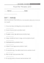 English Worksheet: Fun for movers - animals