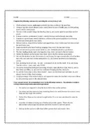 Subject-Verb and Pronoun-Antecedent Agreement Quiz