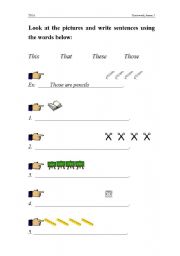 English worksheet: Singular/plural & demonstratives