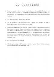 English worksheet: Twenty Questions: Activity and Worksheet