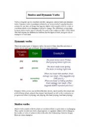 English Worksheet: stative and dynamic verbs