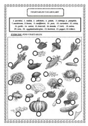 English Worksheet: VEGETABLES B/W