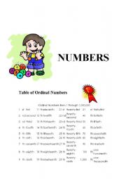 English worksheet: NUMBERS 2