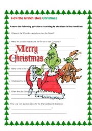 English Worksheet: How the Grinch Stole Christmas