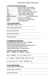 English Worksheet: Present Simple test