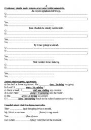 English worksheet: Present Simple vs Continuous test (polish)