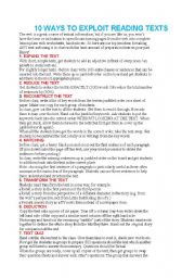 English Worksheet: exploit the text