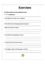 English worksheet: wh exercises