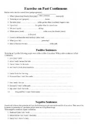 English Worksheet: Past Continuous Exercise