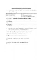 English Worksheet: Exercises on Relative Clauses