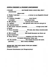 English Worksheet: Present Simple and Present Continuous