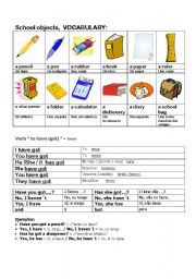 English Worksheet: classroom objects