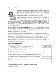 English Worksheet: Catching a cold