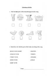 English worksheet: human body