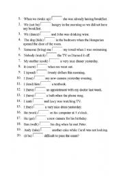 English Worksheet: past simple and past progressive